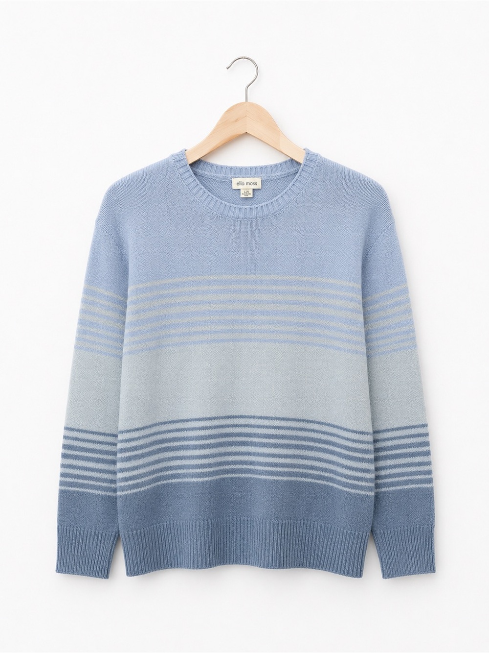 Ella Moss Blue Gradient Stripe Crewneck Sweater